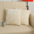 Stuffique Velvet Foil Cushion Covers 24 inch x 24 inch Set of 2, Cream