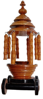 Thenkumari Miniature Chariot for Pooja Room & Home Decor Handcrafted Wooden Temple Car - Decorative Showpiece for Pooja & Home (18 X 18 X 42 CM)
