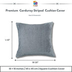 RD TREND® Cushion Cover Set of 2, Decorative Sofa Living Room Home Square Cushion Covers 18 Inch x 18 Inch, Aesthetic Corduroy Striped Double Sided (Grey)