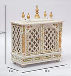 Jodhpur Handicrafts MDF Wood Home Temple Pooja Cupboard for Home Pooja Mandir for Home Big Size 6 Feet (18 inch x 9 inch x 22 inch, White & Green)
