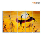 VIBECRAFTS Cranes Flying 5 Pieces Canvas Wall Painting For Home | Office | Living Room | Gift (PTVC5Pcs4_8509)