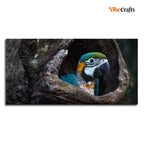 VIBECRAFTS Canvas Paintings for Living Room Drawing Room Mascaw Parrot In Tree Hole Canvas Wall Painting Fitted with Wooden Frame for Home | Office | Gift (PTVCH_2314)