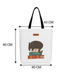 The Purple Tree Eco-Friendly Canvas Tote Bag, Sustainable, Reusable Shopping, Beach, Travel or Everyday Tote, Wide Tote Bag, Cute Cat