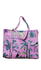 HOUSE OF GULAB Cotton Tote Bag with Long Handle & Inside Pocket, Reusable Canvas Shopping Tote Bag for Women & Men, Large Shoulder Bag for Grocery, Office, College, Travel & Daily Use (Baby Pink)