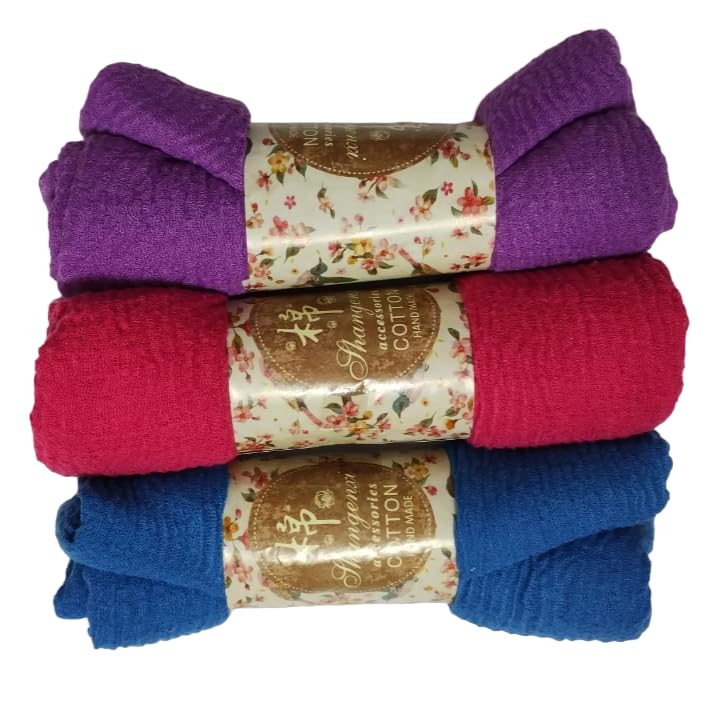 IBA ISBA COLLECTIONS Women's Crinkle Cotton Scarf, Stoles, Hijab (80 x 190 Cms) (Combo3A)