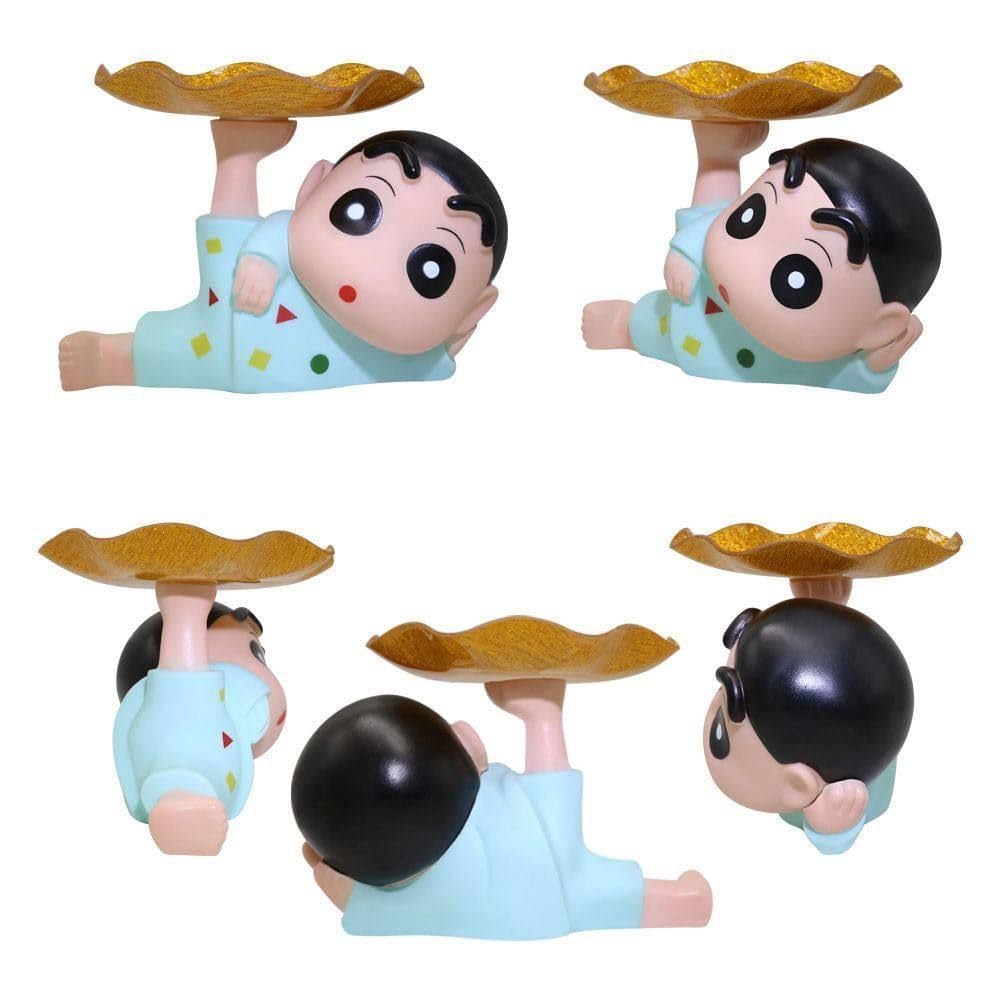 ATETO Shinchan Resin Tray Holder Showpiece with Candy Bowl & Key Holder | Cute Cartoon Figurine Decorative Organizer for Home Office Bedroom Living Room Desk & Bookshelf Décor