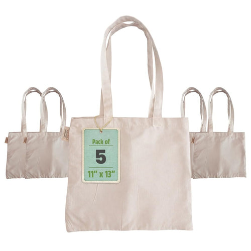 11x13 Inch Plain Canvas Tote Bag | 1 Pc, 5 Pcs, 7 Pcs, 10 Pcs, 15 Pcs, 20 Pcs, 25 Pcs | 100% Organic Reusable 180 GSM Cotton Handbag for Shopping, Daily Use, Grocery, DIY Painting & Storage (5)