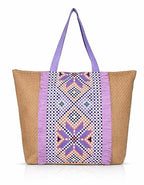 ASIAN Beach Tote Bag with Rope Handles For Women & Girls Beige with Pink Palm Print | Large Shoulder Bag, Stylish Designer Handbag, Lightweight, Perfect for Office Bag, College Bag & Shopping Use