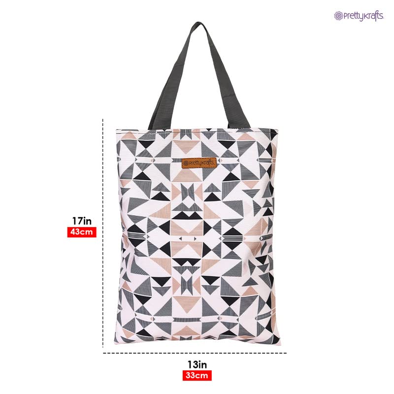 PrettyKrafts Tote Bags Cotton Shopping Bags with Shoulder Length Handles, Grocery Shopping Cloth Bags, Reusable, Washable Tote Bag for Women, Teacher, Mother as Gifts, Grey
