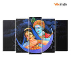 VIBECRAFTS Radha Krishna Canvas Wall Painting Set of Five For Home|Office|Living Room|Gift (PTVC5Pcs2_6567)