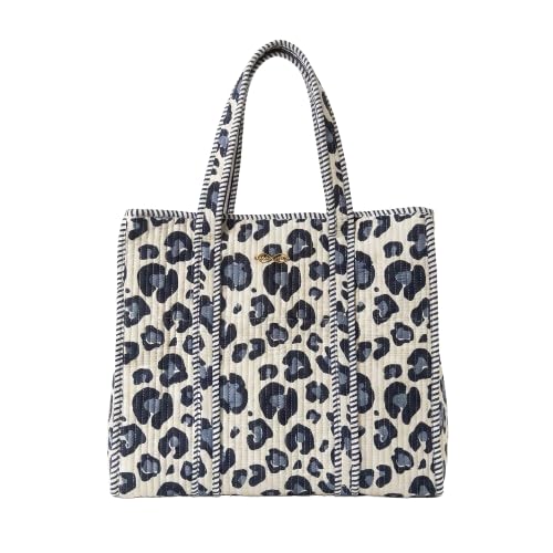 LOOMARTE Quilted Cotton Printed Tote Bag for Women & Girls - Cream