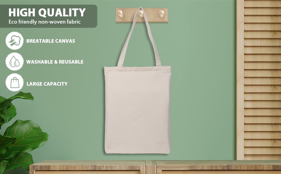 DOUBLE R BAGS 100% Cotton Tote, Reusable Tote Bags For Women, Shopping Bag For Grocery, Vegetable Bags For Market, Aesthetic Office Bag For Women, Bag For Women College. (Pack of 2, 14x4x15)