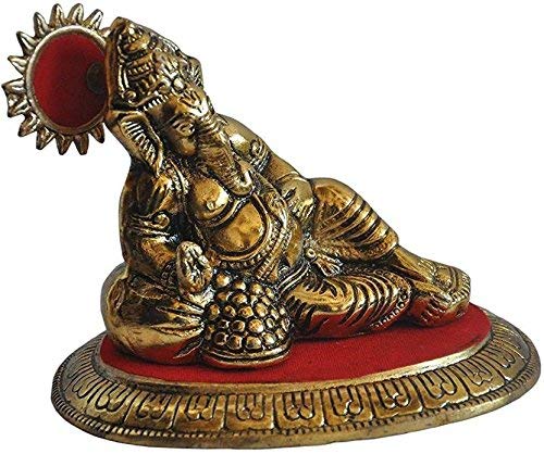 Prince Home Decor & Gifts White Metal Gold Plated Masand Ganesh Showpiece Idol for Home Decor and Gift Purpose