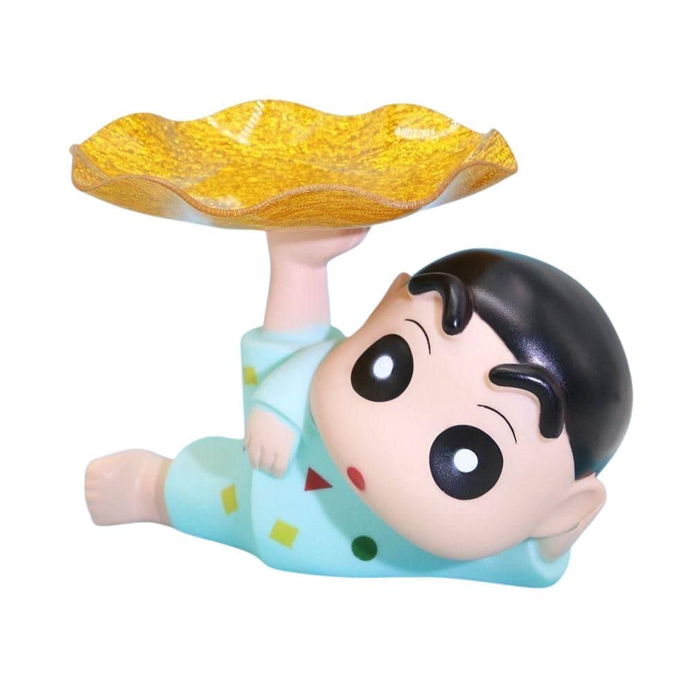 Brijvila Shinchan Key Holder & Piggy Bank Tray – Resin Decorative Organizer Bowl for Keys, Coins, Jewelry & Snacks, Cute Home Entryway Table Décor Gift