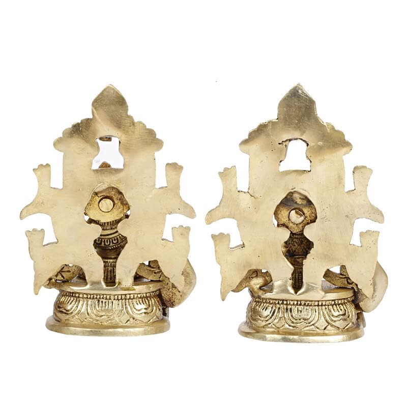 SVARUP Brass Radha Krishna Murti on Singhasan in Gold Color Height 6 Inch