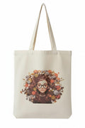 REETI Cotton Canvas Tote Bag for Women | 35 x 40 cm | Reusable Eco-Friendly Bag with Artistic Female Portrait Design