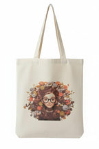 REETI Cotton Canvas Tote Bag for Women | 35 x 40 cm | Reusable Eco-Friendly Bag with Artistic Female Portrait Design