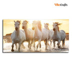 VIBECRAFTS Canvas Paintings for Living Room Drawing Room Camargue White Horses Running In Seaside Premium Canvas Wall Painting Fitted With Wooden Frame for Home | Office | Gift (PTVCH_2333)