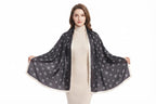 Fatimiyah Enterprises Luxury Printed Silk Scarf for Women – Soft Floral Silk Stole, Lightweight Fashion Shawl Wrap for Wedding, Party & Casual Wear (Black & Cream)