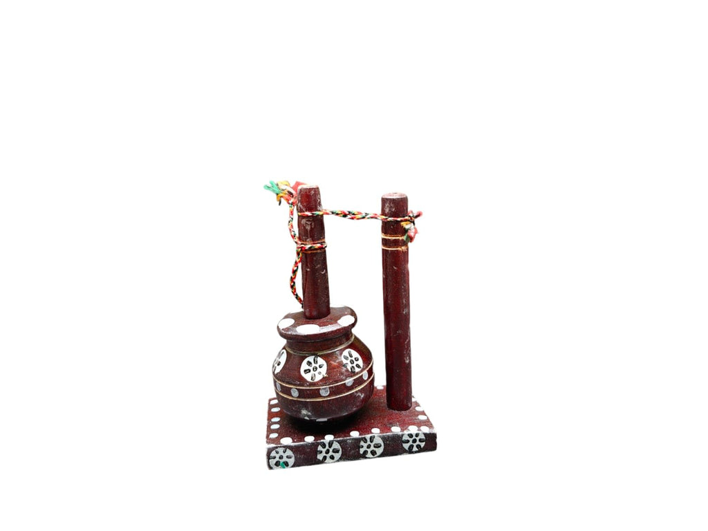 FIRMUS Dahi Handi Pure Wooden Handpainted for Home Temple Decor kanha ji Temple