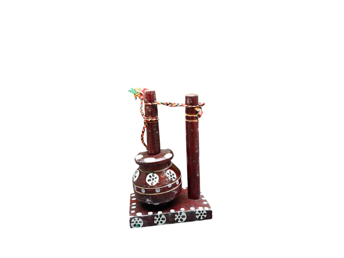 FIRMUS Dahi Handi Pure Wooden Handpainted for Home Temple Decor kanha ji Temple