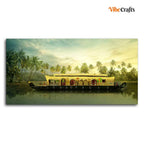 VIBECRAFTS Homcraft Canvas Paintings for Living Room Drawing Room Beautiful House Boat in Kerala Premium Wall Painting Fitted with Wooden Frame for Home|Office|Gift(PTVCH_2279)