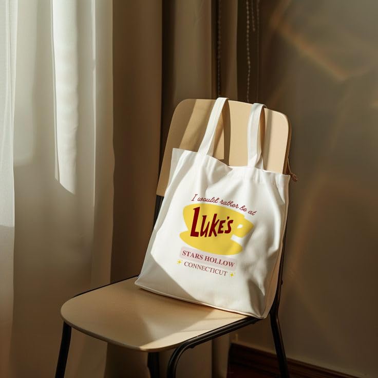 THE UMBRELLA STORE Luke's Tote Bag Gilmore Girls Merch Cotton Hand bag with Zipper for Shopping, Office & Daily Use Spacious & Eco-Friendly