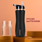 Borosil Black Colour Copper Sipper Bottle 750 ml, 100% Pure Copper, BPA Free & Leakproof with Anti-Oxidant Properties of Copper, For Home, School & Office