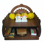 Bindian Wooden Pooja Mandir for Home Wall Mounted | Wooden Table Top God Temple | Pooja Stand for Home | Puja Mandir | Puja Unit for House | Temple for Office (Temple 7)