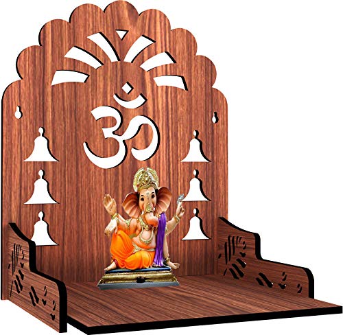MANDIRAM SSI Wooden Mandir for Pooja Home Decoration Wall Mounted Beautiful Temple