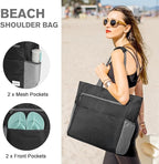 hirTa Gab Tote Bag with Makeup Pouch for Teacher Women Office Girls Work Multipurpose HandBag with Zipper Pocket Mostly Use for Travel Grocery Beach Hobo Diaper Changing Pool Bag (Charcoal Black)