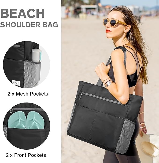hirTa Gab Tote Bag with Makeup Pouch for Teacher Women Office Girls Work Multipurpose HandBag with Zipper Pocket Mostly Use for Travel Grocery Beach Hobo Diaper Changing Pool Bag (Charcoal Black)