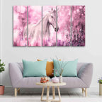VIBECRAFTS Beautiful White Horse 5 Pieces Canvas Wall Painting For Home | Office | Living Room | Gift (PTVC5Pcs4_8544)