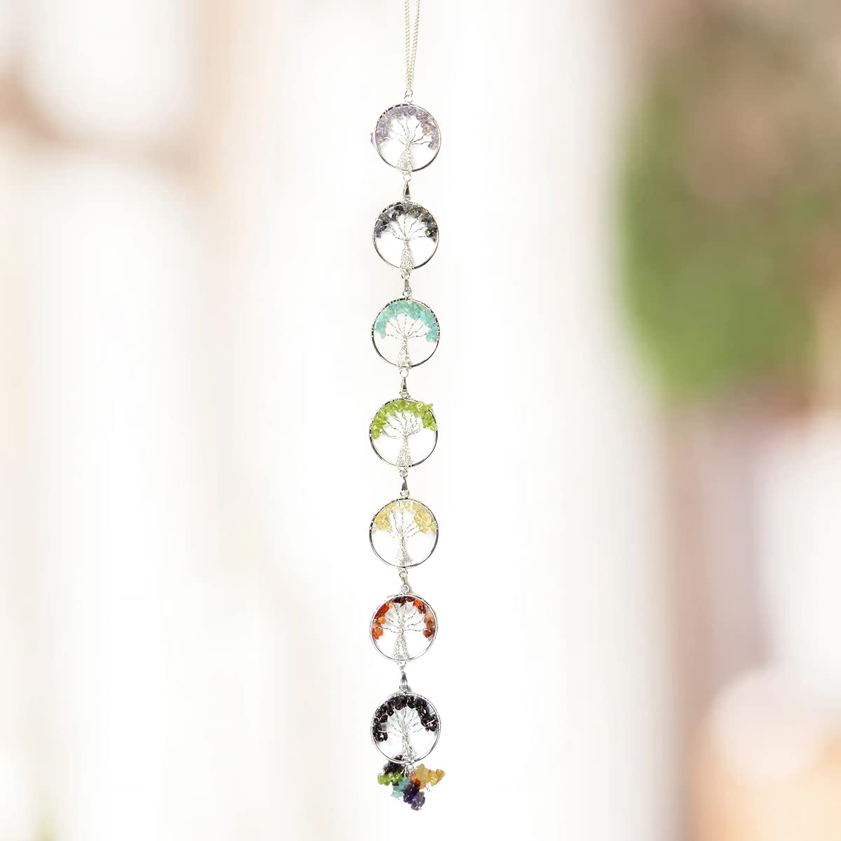 Crystu 7 Chakra Hanging | 7 Chakra Wall Hanging, 7 Chakra Tree of Life | Crystal Hanging Items