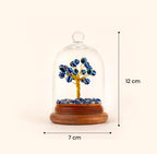 Rifai Crystal Evil Eye Glass Dome Tree | Handmade Crystal Bonsai Tree with Wooden Base | Decorative Tabletop Home Decor for Living Room Office Shelf