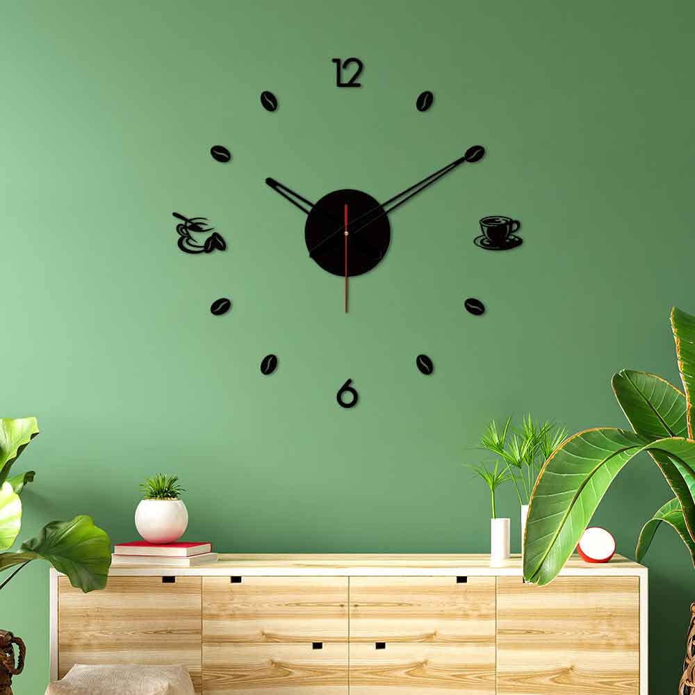 VIBECRAFTS Tea Coffee Designer Big Size 3D Infinity Acrylic Wall Clock for Home Decor, Office, Living Room, Bedroom, Cafe's, Gifts (WWCVC1Pcs_20006)