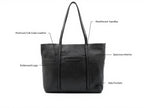 The Hide Company Women’s Genuine Leather Shopper Handbag | Oversized Black Tote Bag | Buff Calf Leather | Zip Closure | Double Handle