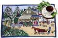 PRAKARTIK BY INDUARTS Harvest Design Eco-Friendly Cotton Dining Rectangular Table mats - Reusable, Machine Washable, Everyday Use Navy Blue Placemats, Set of 6 (33x47 cm) Kafalo