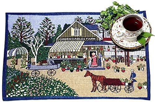 PRAKARTIK BY INDUARTS Harvest Design Eco-Friendly Cotton Dining Rectangular Table mats - Reusable, Machine Washable, Everyday Use Navy Blue Placemats, Set of 6 (33x47 cm) Kafalo