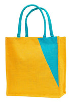 JUTEKA Multicolor jute bag for Lunch, Office, Grocery, Shopping with padded cotton handles