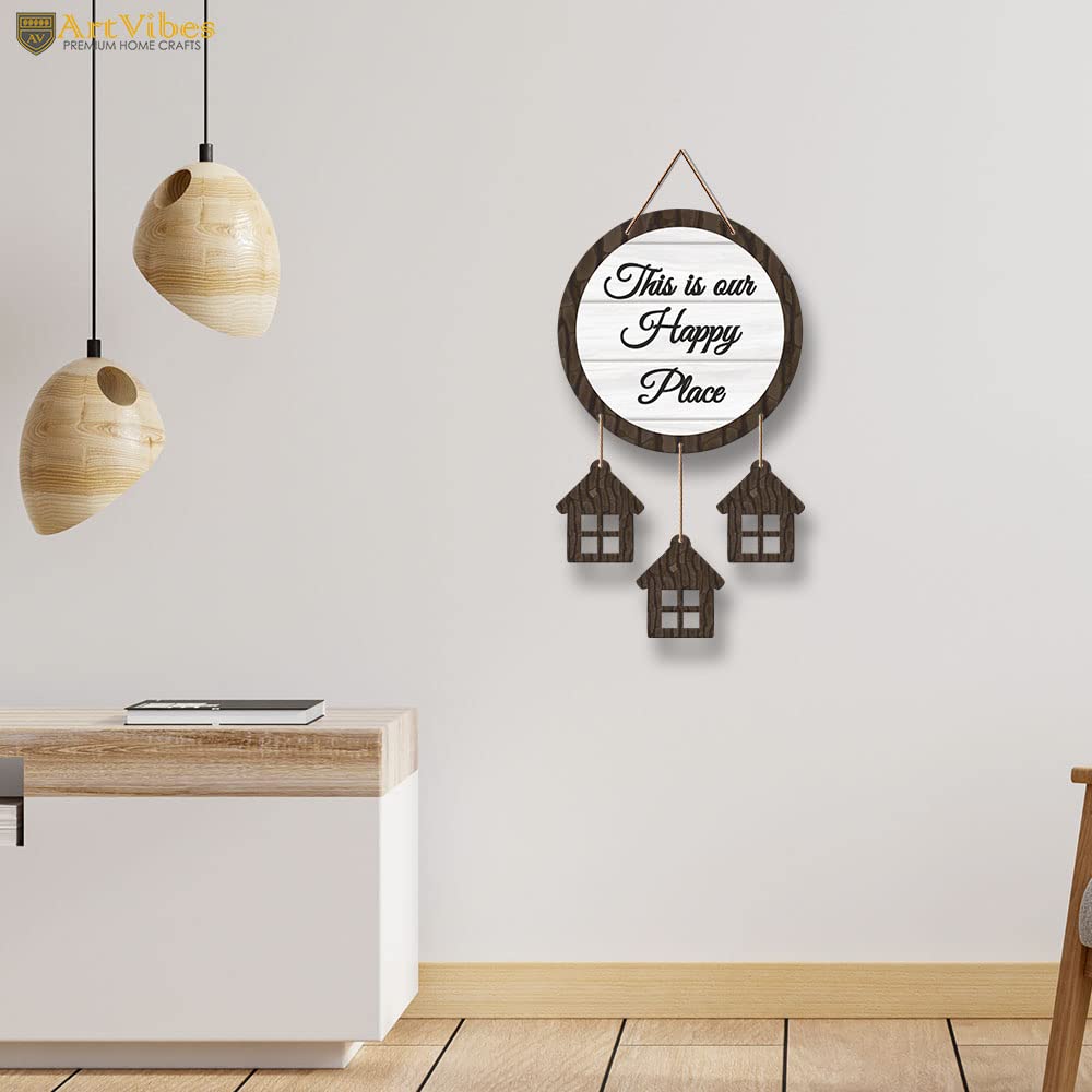 Artvibes This is Our Happy Place Wooden Wall Hangings Decor For Home | Bed Room | Quotes Decor Item | Home Quotes Wall Hanging | Modern Decor Items | Wall Poster | Artworks Hangings | Gift(WH_7211N)