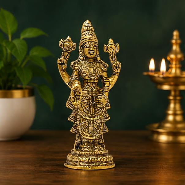KridayKraft Aluminium Balaji Statue, Venkateswara Idol Lord Thirupathi Murti Lord Balaji Idols, Tirupati Idol God Statue Showpiece, Venkateswara, Home Décor Gifts,Gold (1 Piece)