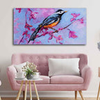 VIBECRAFTS Canvas Paintings for Living Room Drawing Room Bird With Nature Abstract Design Canvas Wall Painting Fitted With Wooden Frame for Home | Office | Gift (PTVCH_2438)
