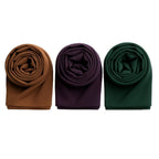 Trending Plain Chiffon Georgette Fancy Hijab/Scarves/Shawl/Stoles/Duppatta Combo of 3 Muslim Women Malaysian Soft College Girls Abaya Scarf Collection (Brown,egg plant, Navy Blue)
