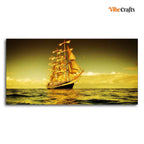 VIBECRAFTS Beautiful Sunset Sailing Ship Premium Canvas Wall Painting With Frame for Living Room Drawing Room Home|Office|Gift (PTVCH_2219N)