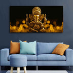 VIBECRAFTS Golden Ganesha Premium Canvas Wall Painting With Frame for Living Room Drawing Room Home|Office|Gift (PTVCH_2230)