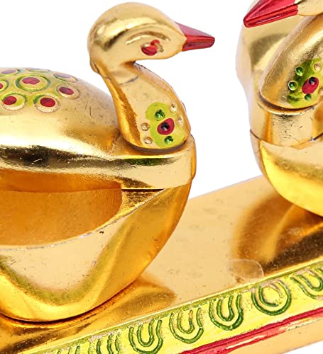 KridayKraft Swan Duck Shap Haldi,KumKum Holder,Chandan Roli Box,Love Birds Couple Duck Pair Chopda,Kumkum Dani,Chawal,Akshat,Haldi use for Pooja,Animal Showpiece & Return Gift Article...
