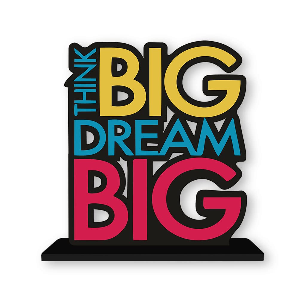 Artvibes Wooden Idols&Figurine Think Big Dream Motivational Quote Table Decor for Office Desk,Home Decoration Item,Livingroom,Bedroom,Modern Art Wood Alphabet Showpiece Decorative Gift (Sp_1102)