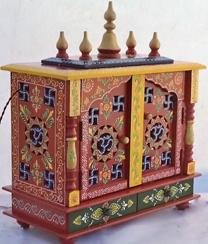 Jodhpur Handicrafts Home Temple/Wooden Temple/Pooja Mandir/Pooja Temple with LED Bulb
