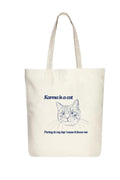 THE UMBRELLA STORE Cotton Canvas Tote Hand Bag with Pocket | Reusable Shopping Carry Bag With Print Karma is a cat